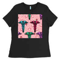 Black Medicine Seamless Pattern Ladies Tee - BundleAndBundleShop