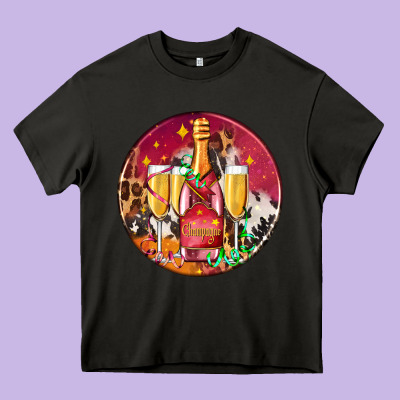 Christmas Champagne Bottle And Champagne's Heavy Core Tee Designed By Adodesignshop
