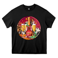 Black christmas champagne bottle and champagne's Heavy Core Tee - AdoDesignShop