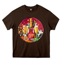 Chocolate Brown christmas champagne bottle and champagne's Heavy Core Tee - AdoDesignShop