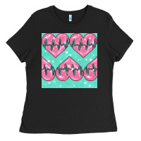 Black Nursing Heart Seamless Pattern Ladies Tee - BundleAndBundleShop