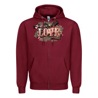 Burgundy Love America 4th of july Zipper Hoodie - HowdyJamesFarm