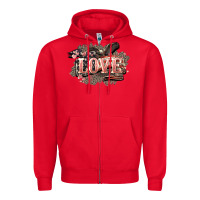 Red Love America 4th of july Zipper Hoodie - HowdyJamesFarm