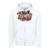 White Love America 4th of july Zipper Hoodie - HowdyJamesFarm