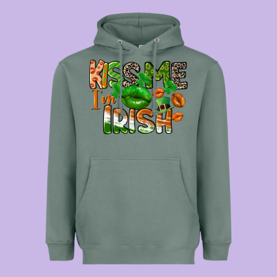 Kiss Me I Am Irish St. Patrick's Day Heavyweight Hoodie Designed By Cowgirlartshop