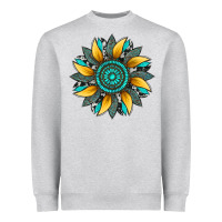 Heather Grey sunflower gemstone leopard Heavyweight Sweatshirt - Artiststas