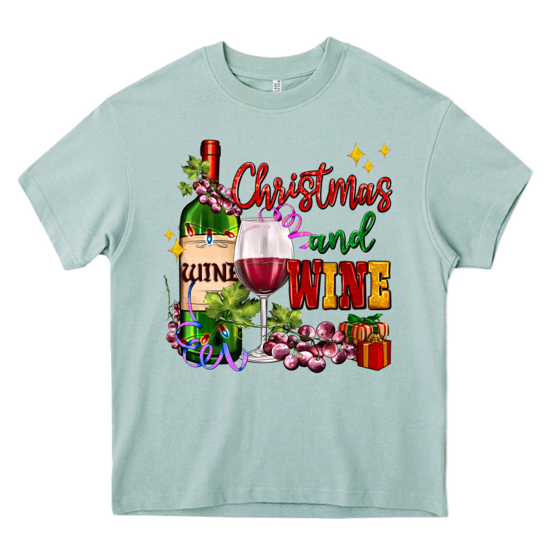 Christmas And Wine Heavy Core Tee by AdoDesignShop | Teevron