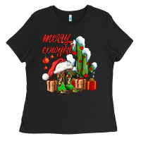 Black merry cowgirl  boots and cactus with gifts Ladies Tee - AdoDesignShop