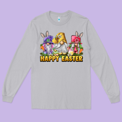 Happy Easter Gnomies Long Sleeve Tee Designed By Lillyallendesigns