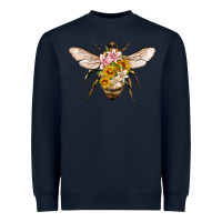 Navy bee with flowers Heavyweight Sweatshirt - Artiststas