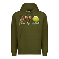 Army Green peace love softball Premium Hoodie - JahusDesignShop