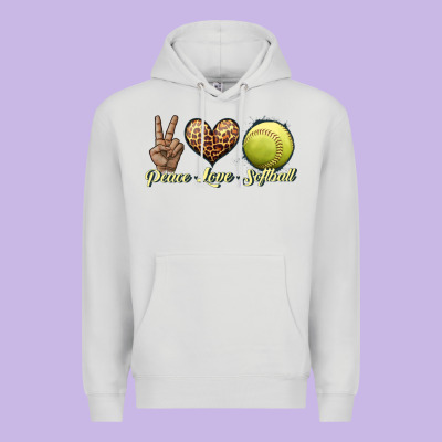 Peace Love Softball Premium Hoodie Designed By Jahusdesignshop