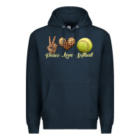 Navy peace love softball Premium Hoodie - JahusDesignShop