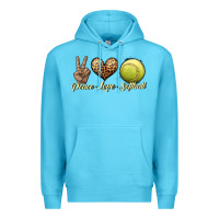 Ocean Blue peace love softball Premium Hoodie - JahusDesignShop