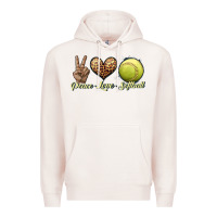 Pale Pink peace love softball Premium Hoodie - JahusDesignShop
