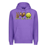 Purple peace love softball Premium Hoodie - JahusDesignShop