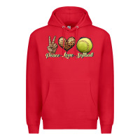Red peace love softball Premium Hoodie - JahusDesignShop
