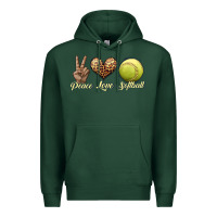 Sports Green peace love softball Premium Hoodie - JahusDesignShop