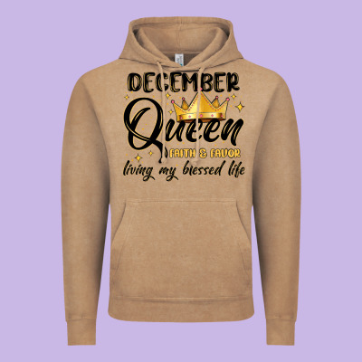 December Queen Faith And Favor Living My Blessed L Vintage Hoodie Designed By Maliassmallbusiness