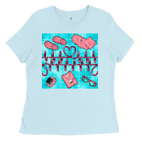 Baby Blue nurse heart beat seamless pattern Ladies Tee - BundleAndBundleShop