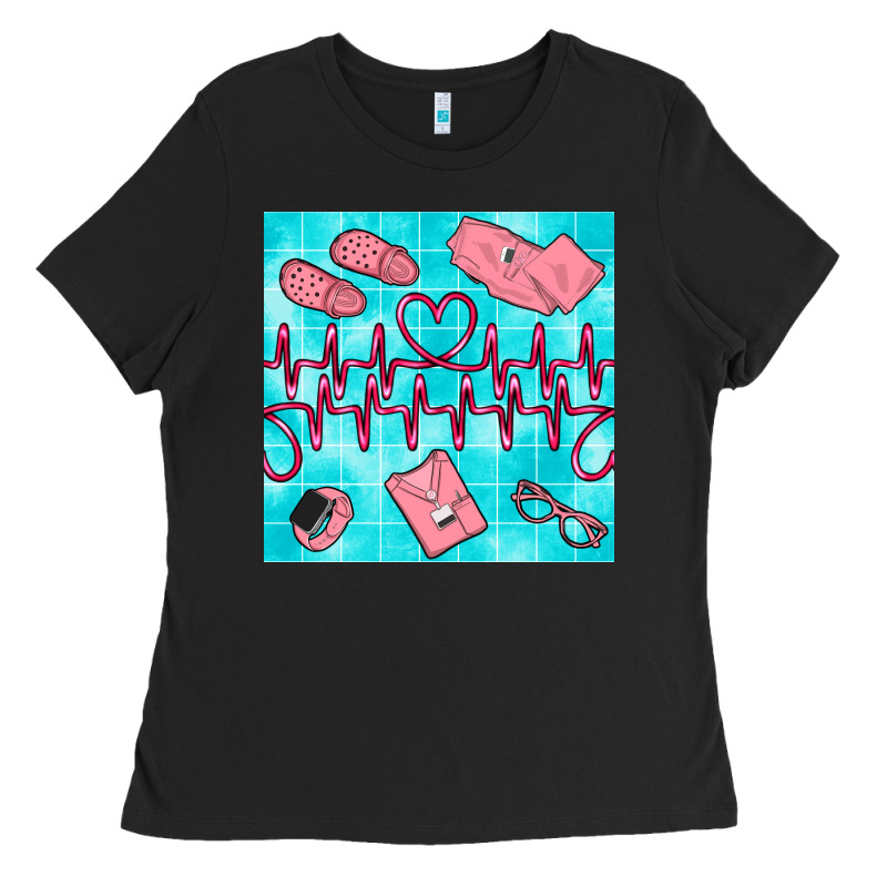 Nurse Heart Beat Seamless Pattern Ladies Tee by BundleAndBundleShop | Teevron