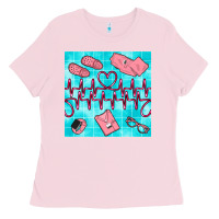 Bubblegum Pink nurse heart beat seamless pattern Ladies Tee - BundleAndBundleShop