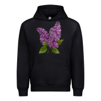 Black Purple Lilac Flower Urban Hoodie - LillyAllenDesigns