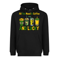 Black All you need is coffee and lucky St. Patrick's Heavyweight Hoodie - HowdyJamesFarm