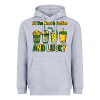 Heather Grey All you need is coffee and lucky St. Patrick's Heavyweight Hoodie - HowdyJamesFarm