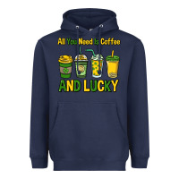 Navy All you need is coffee and lucky St. Patrick's Heavyweight Hoodie - HowdyJamesFarm