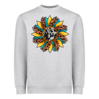 Heather Grey sunflower cowhide leopard Heavyweight Sweatshirt - Artiststas