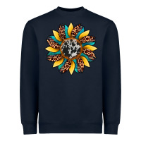 Navy sunflower cowhide leopard Heavyweight Sweatshirt - Artiststas