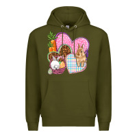 Army Green Easter hearts Easter Day Premium Hoodie - HowdyJamesFarm