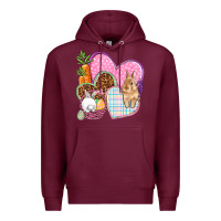 Burgundy Easter hearts Easter Day Premium Hoodie - HowdyJamesFarm