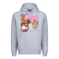 Heather Grey Easter hearts Easter Day Premium Hoodie - HowdyJamesFarm
