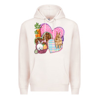 Pale Pink Easter hearts Easter Day Premium Hoodie - HowdyJamesFarm