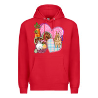 Red Easter hearts Easter Day Premium Hoodie - HowdyJamesFarm