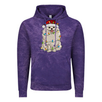 Cloud Purple white pomeranian with christmas lights Vintage Hoodie - RanaPortraitStore