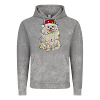 Cloud Rock white pomeranian with christmas lights Vintage Hoodie - RanaPortraitStore