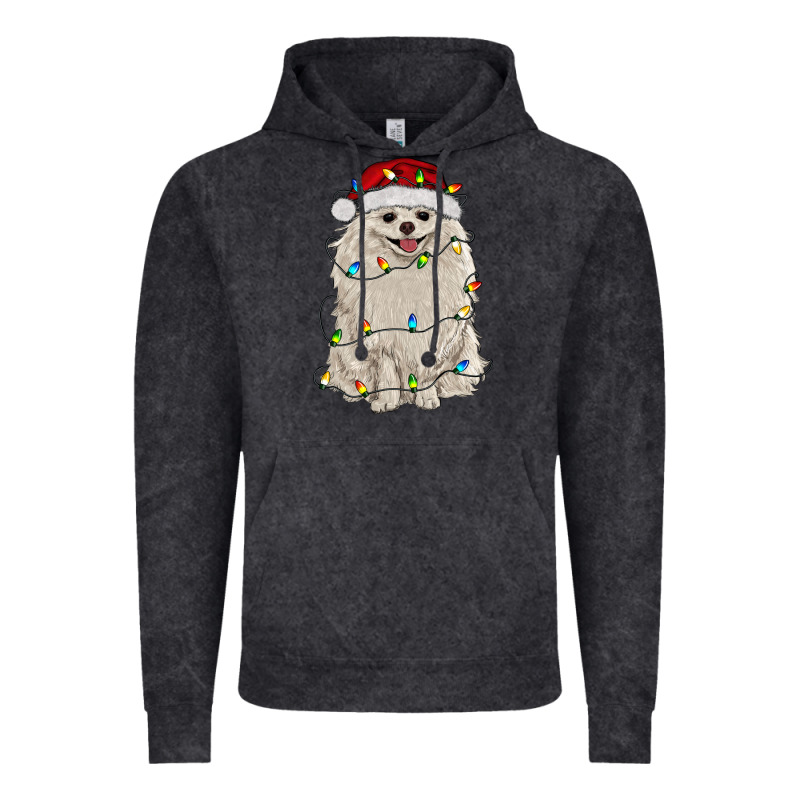 White Pomeranian With Christmas Lights Vintage Hoodie by RanaPortraitStore | Teevron