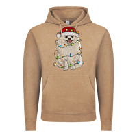 Vintage Coffee white pomeranian with christmas lights Vintage Hoodie - RanaPortraitStore