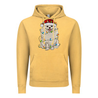 Vintage Mustard white pomeranian with christmas lights Vintage Hoodie - RanaPortraitStore