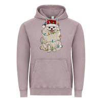 Vintage Zinc white pomeranian with christmas lights Vintage Hoodie - RanaPortraitStore