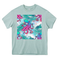 Arona ocean waves octopus seamless pattern Heavy Core Tee - BundleAndBundleShop