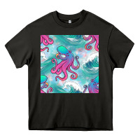 Asphalt ocean waves octopus seamless pattern Heavy Core Tee - BundleAndBundleShop