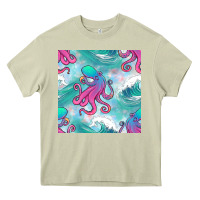 Mossy ocean waves octopus seamless pattern Heavy Core Tee - BundleAndBundleShop