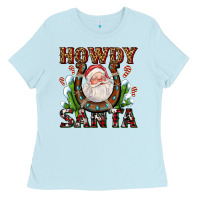 Baby Blue howdy santa Ladies Tee - AdoDesignShop