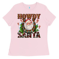 Bubblegum Pink howdy santa Ladies Tee - AdoDesignShop