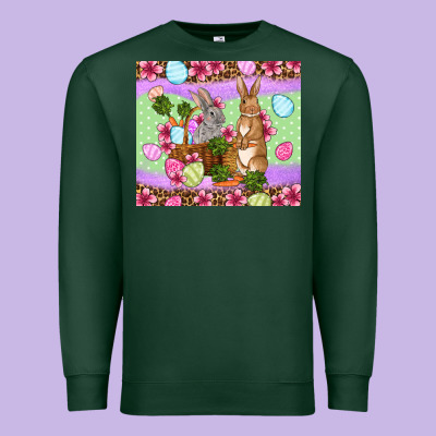 Easter Eggs Bunnys Basket Premium Sweatshirt Designed By Oliviacreatesart