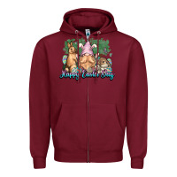 Burgundy Gnome bunny Happy Easter Day Zipper Hoodie - HowdyJamesFarm